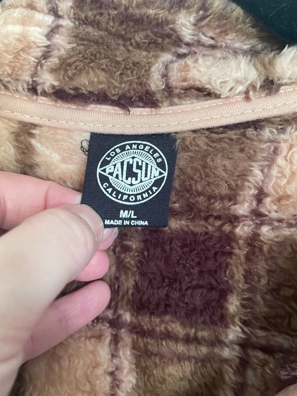 PacSun Women’s M/L Plaid Shacket Brown & Cream Soft  A3